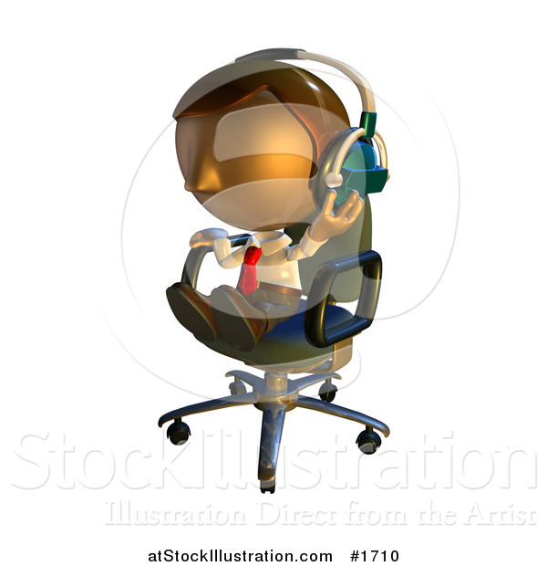 Illustration of a Pete Man Character Sitting in a Chair and Wearing Headphones