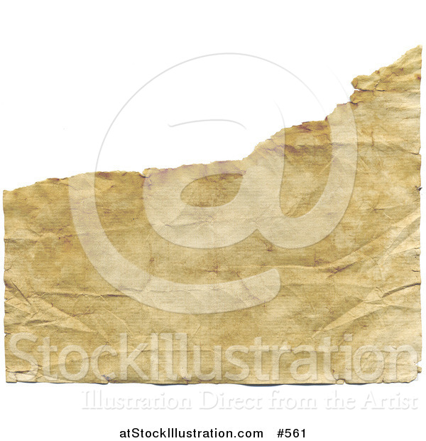 Illustration of a Ripped, Aged, Yellowed and Wrinkled Paper Background