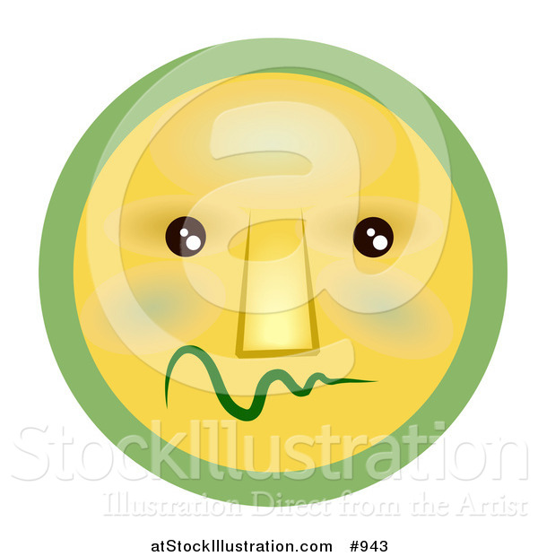 Illustration of a Shy Emoticon Worrying While Feeling Sick