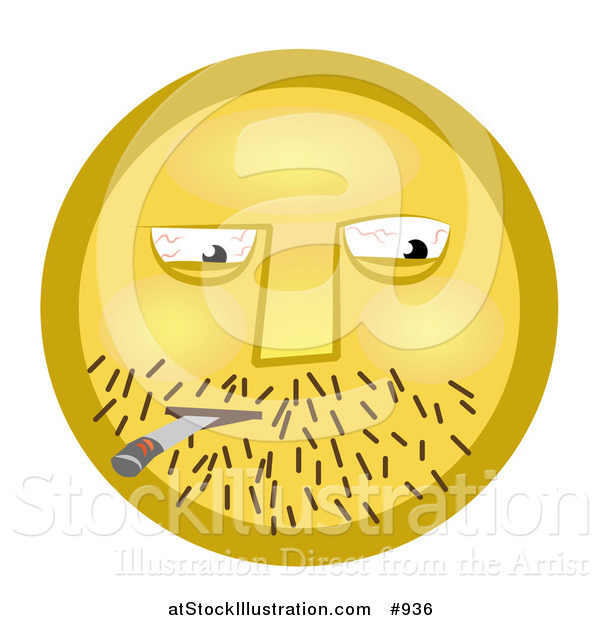Illustration of a Yellow Smiley Face Smoking a Doobie
