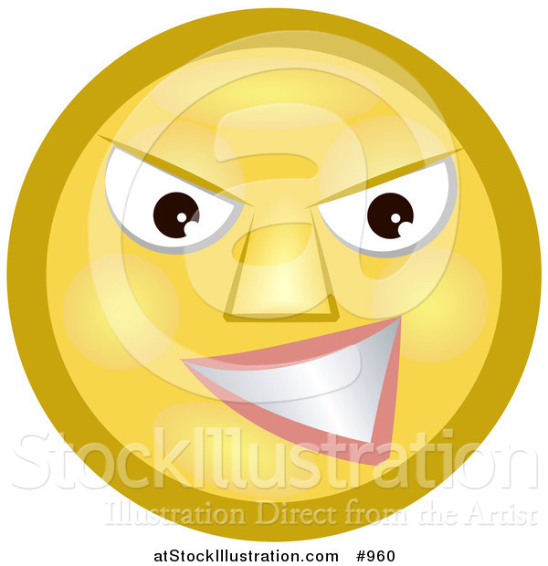 Illustration of an Emoticon Grinning Devilishly