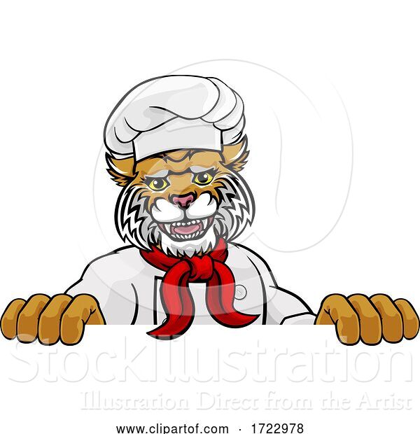 Illustration of Wildcat Chef Mascot Sign Character