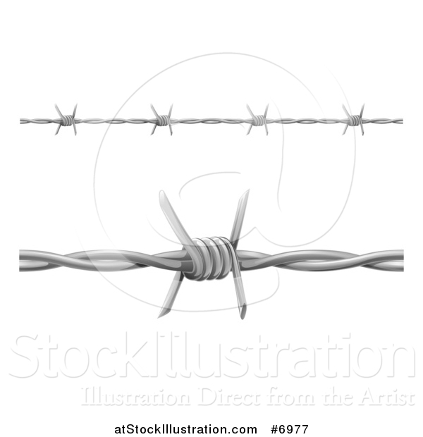 Vector Illustration of 3d Barbed Wire Fencing Design Elements