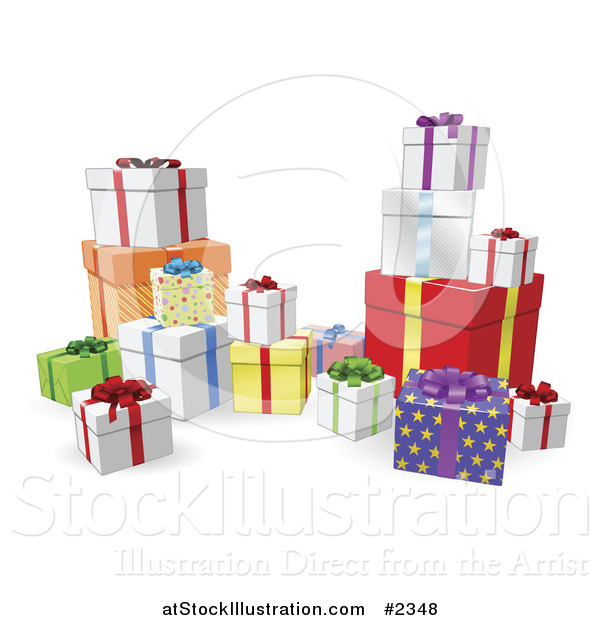 Vector Illustration of 3d Birthday or Christmas Gift Boxes