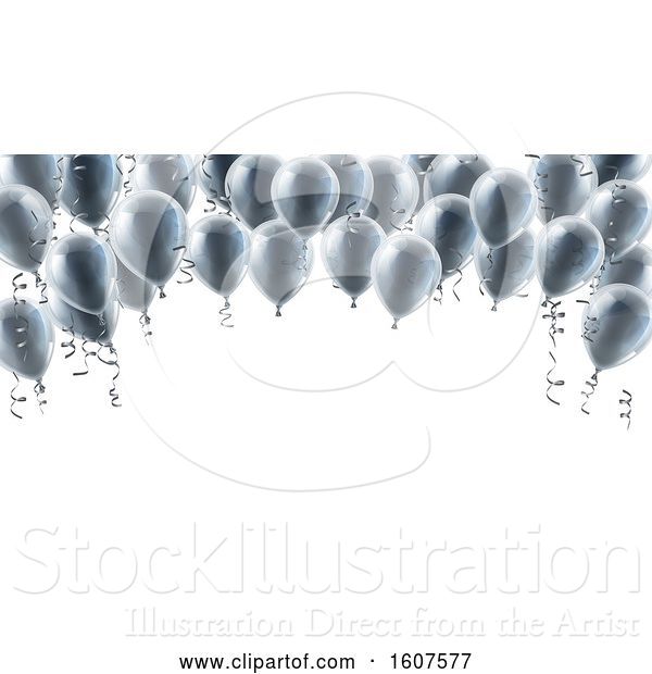 Vector Illustration of 3d Border of Silver Party Balloons