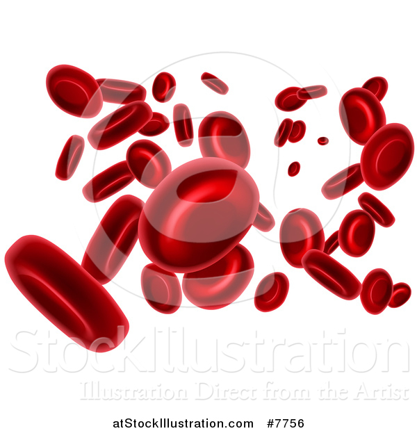 Vector Illustration of 3d Floating Red Blood Cells