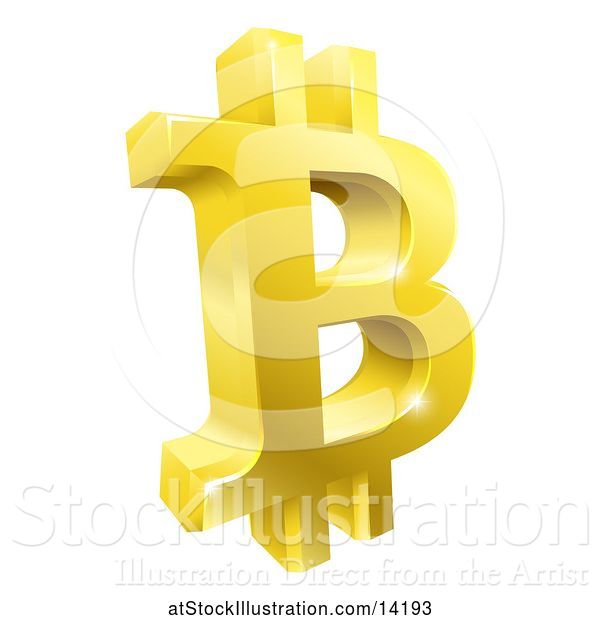 Vector Illustration of 3d Gold Bitcoin Currency Symbol