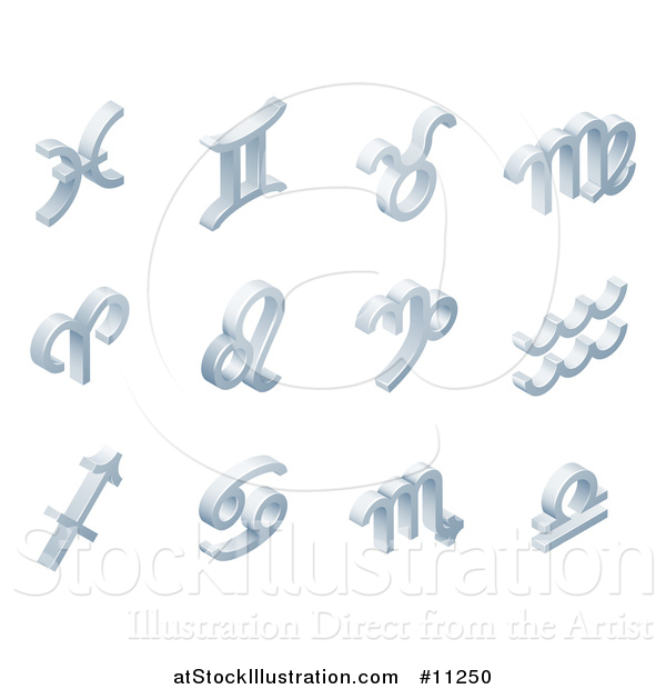 Vector Illustration of 3d Isometric Styled Zodiac Horoscope Astrology Icons