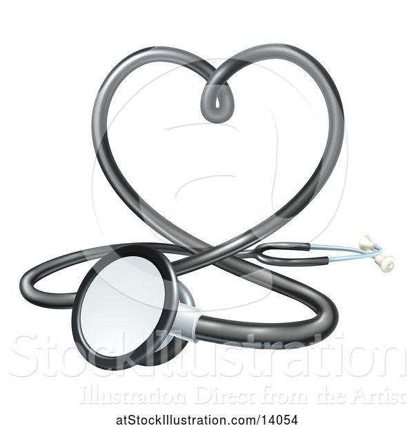 Vector Illustration of 3d Medical Stethoscope Forming a Love Heart