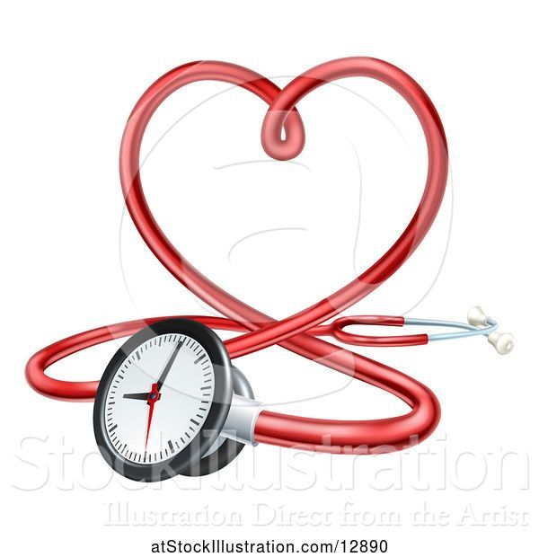 Vector Illustration of 3d Medical Stethoscope Forming a Red Love Heart