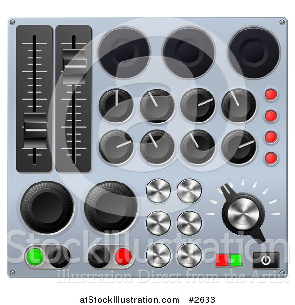 Vector Illustration of 3d Mixing Console Sound Board Buttons