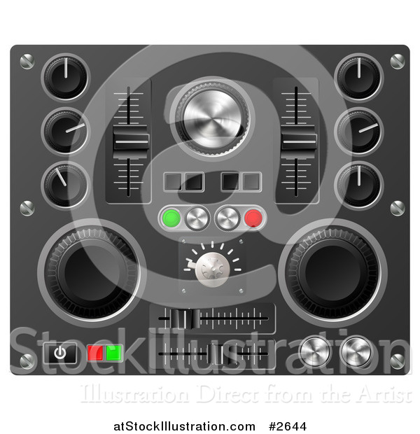 Vector Illustration of 3d Mixing Desk Buttons Knobs and Switches