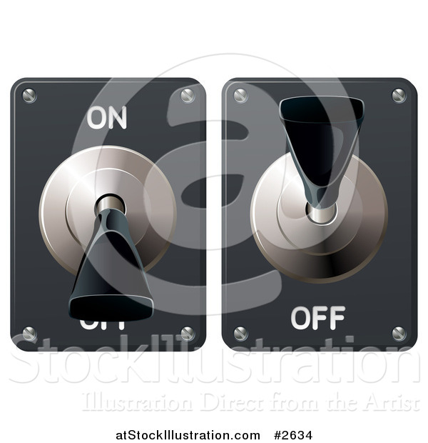 Vector Illustration of 3d on and off Power Toggle Switches