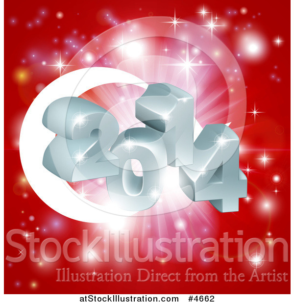 Vector Illustration of a 3d 2014 and Fireworks over a Turkey Flag