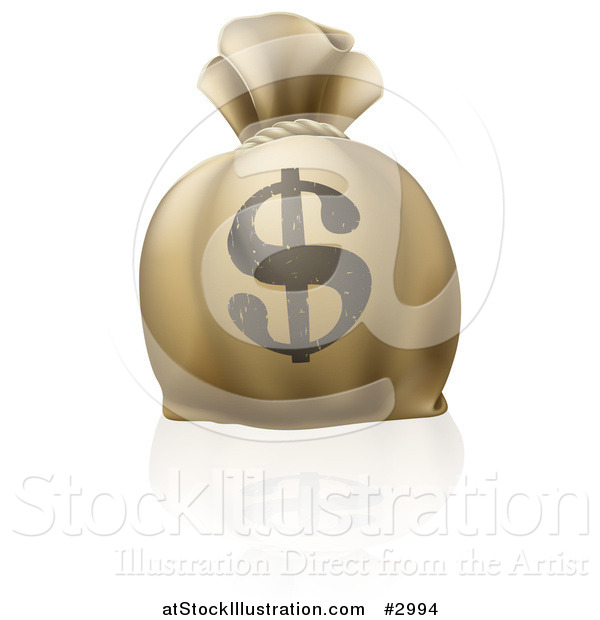 Vector Illustration of a 3d Bank Money Bag with a Dollar Symbol on the Exterior