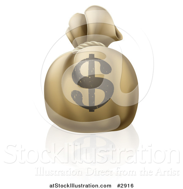 Vector Illustration of a 3d Bank Money Sack with a Dollar Symbol on the Exterior
