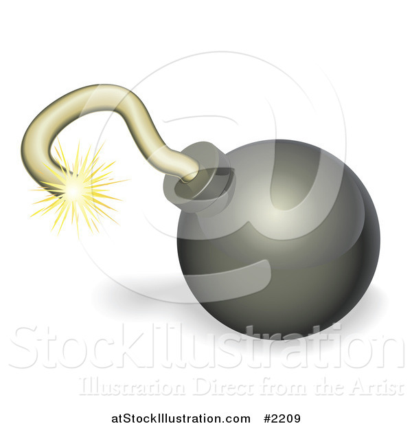Vector Illustration of a 3d Black Bomb