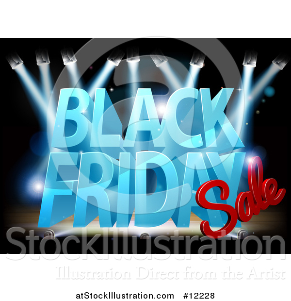 Vector Illustration of a 3d Black Friday Sale Text Design on a Lit up Stage