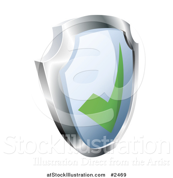 Vector Illustration of a 3d Blue Protection Shield with a Check Mark