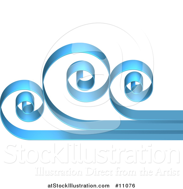 Vector Illustration of a 3d Blue Swirly Cloud or Ocean Wave Design