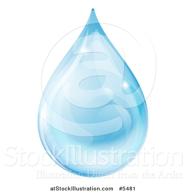 Vector Illustration of a 3d Blue Water Drop with Reflections