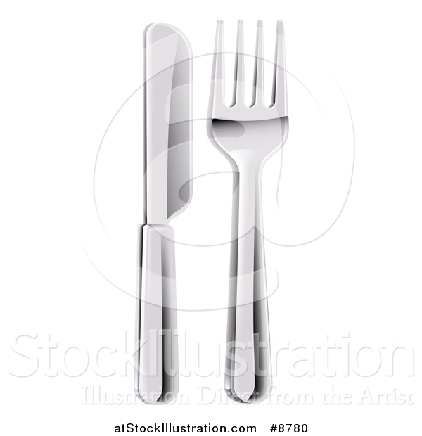 Vector Illustration of a 3d Butter Knife and Fork