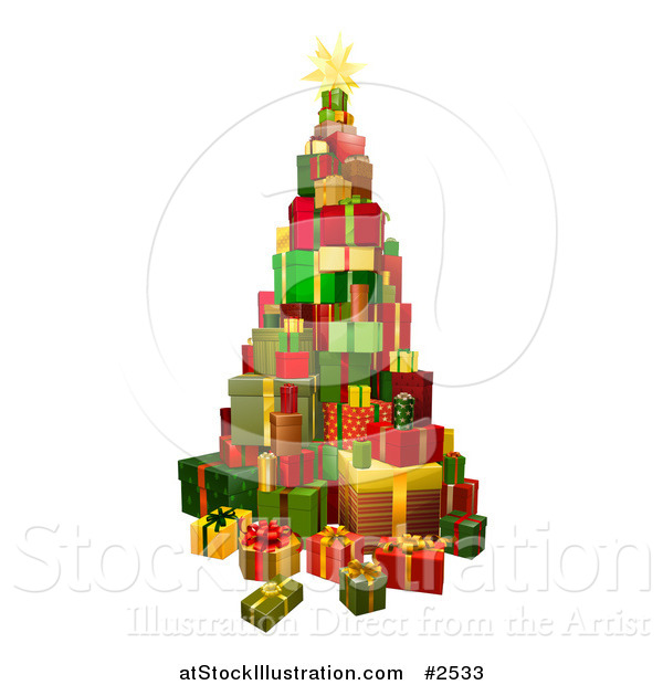Vector Illustration of a 3d Christmas Tree Gift Tower