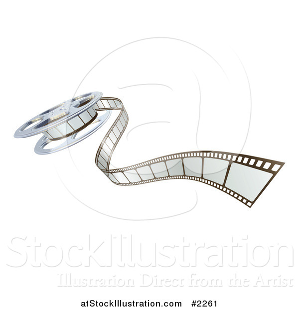 Vector Illustration of a 3d Cinema Film Reel and Strip