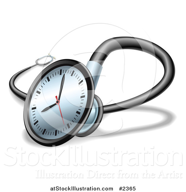 Vector Illustration of a 3d Clock Face on a Stethoscope