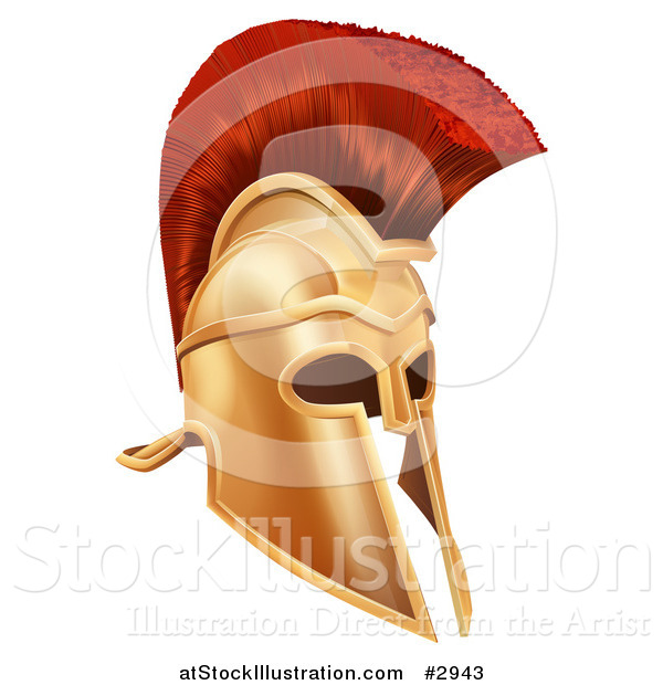Vector Illustration of a 3d Corinthian Bronze Trojan Spartan Roman Greek Helmet