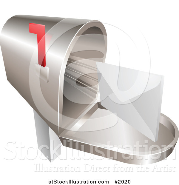 Vector Illustration of a 3d Envelope Shooting out from a Mailbox