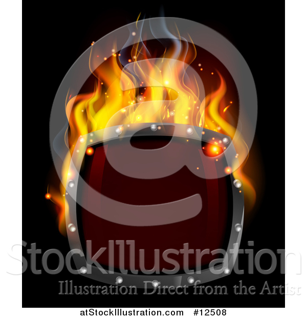 Vector Illustration of a 3d Fiery Hot Shield on Black