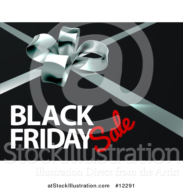 Vector Illustration of a 3d Gift Bow and Black Friday Sale Text on Black