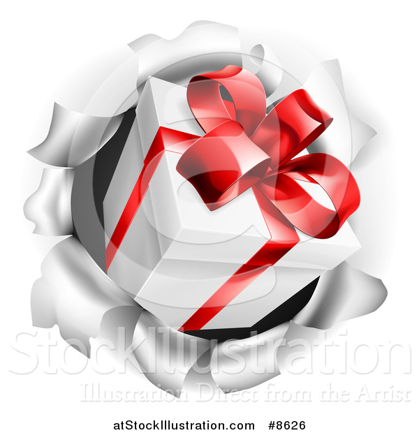 Vector Illustration of a 3d Gift Box Breaking Through a Wall