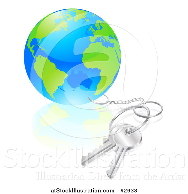 Vector Illustration of a 3d Globe Attached to Silver Keys