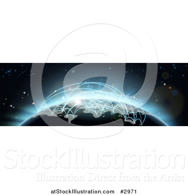 Vector Illustration of a 3d Globe with Blue Glowing Flight Plans