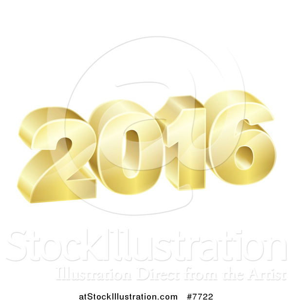 Vector Illustration of a 3d Gold 2016 for the New Year