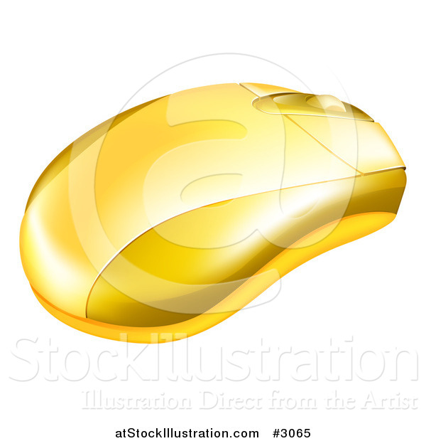 Vector Illustration of a 3d Gold Computer Mouse