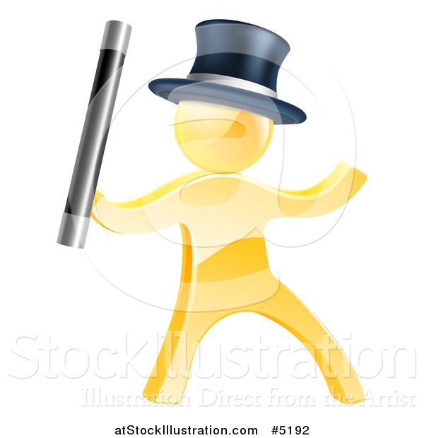 Vector Illustration of a 3d Gold Man Magician