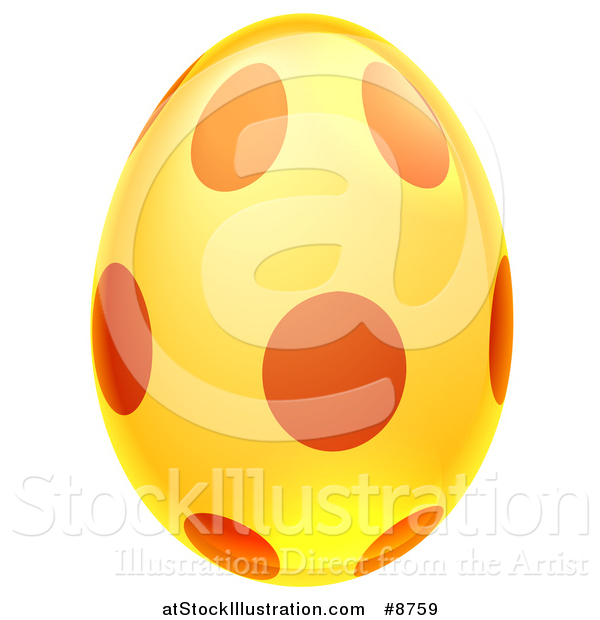 Vector Illustration of a 3d Golden Easter Egg with Dots