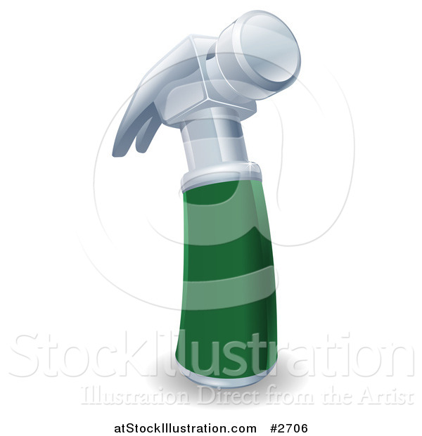 Vector Illustration of a 3d Green Handled Silver Hammer