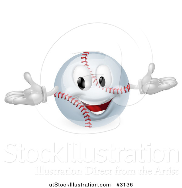 Vector Illustration of a 3d Happy Baseball Mascot