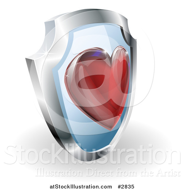 Vector Illustration of a 3d Heart Shield