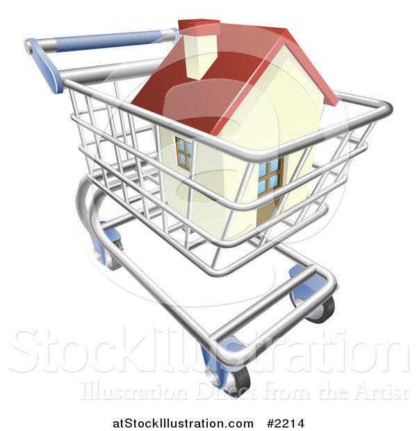 Vector Illustration of a 3d House in a Shopping Cart