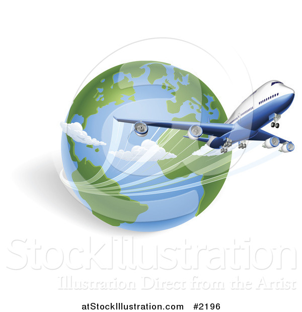 Vector Illustration of a 3d Internal Flight and Globe