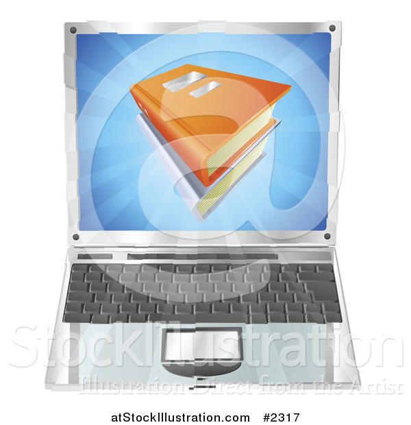 Vector Illustration of a 3d Laptop and Books on the Screen