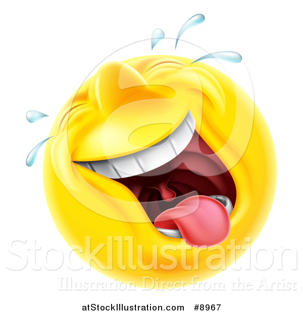 Vector Illustration of a 3d Laughing and Crying Yellow Male Smiley Emoji Emoticon Face