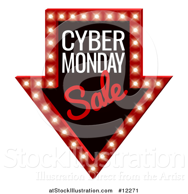 Vector Illustration of a 3d Marquee Sign with Cyber Monday Sale Text