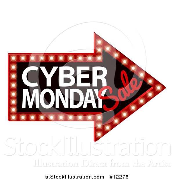 Vector Illustration of a 3d Marquee Sign with Cyber Monday Sale Text