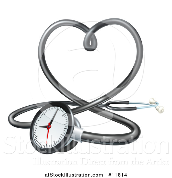 Vector Illustration of a 3d Medical Stethoscope Forming a Love Heart
